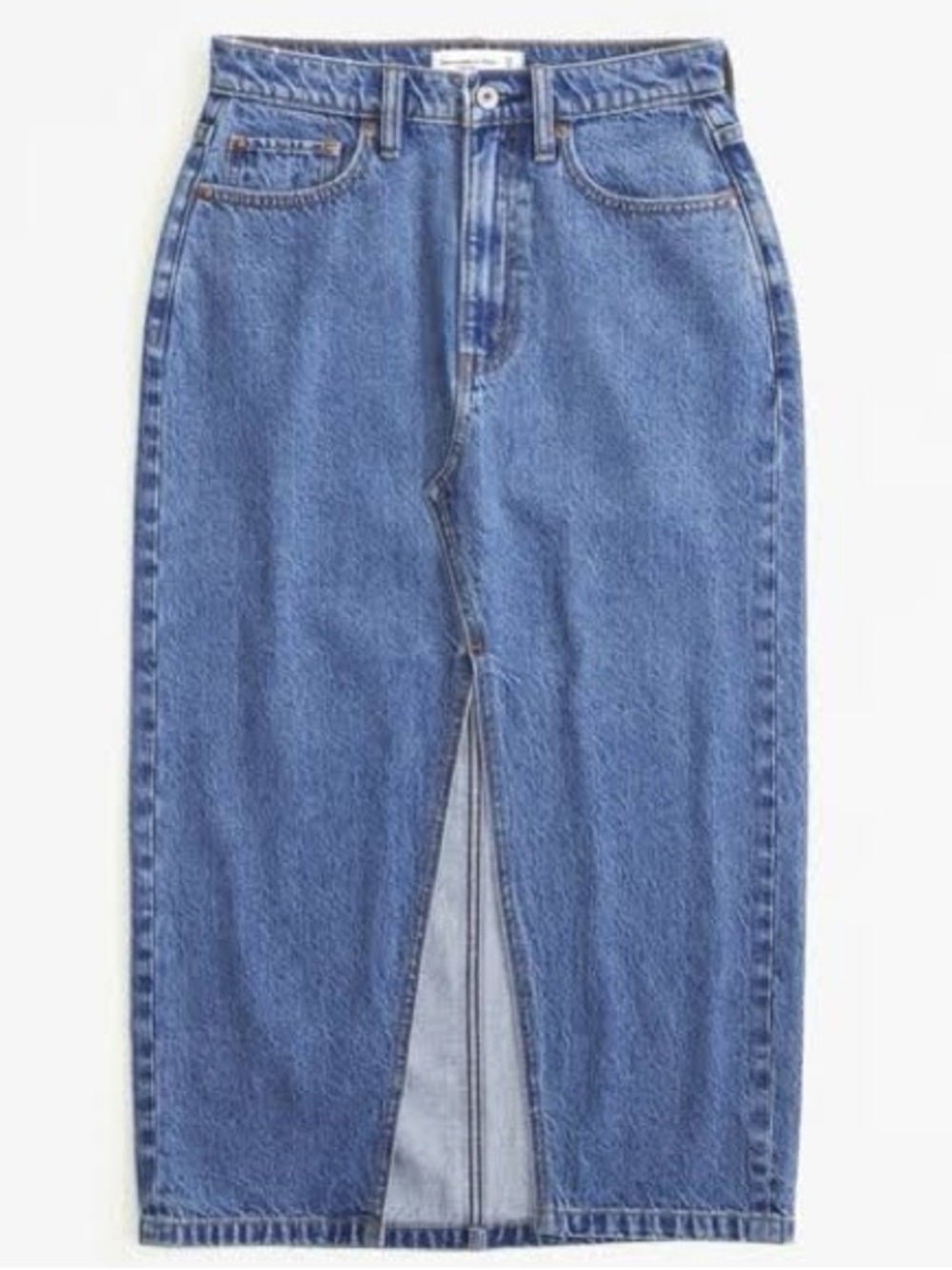 Abercrombie & Fitch Denim Midi Skirt in Medium Marble Wash Sz 27